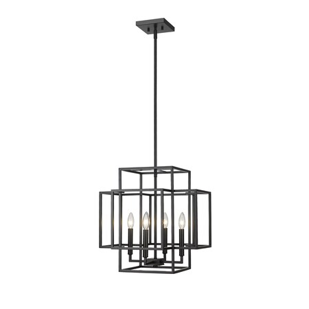 Z-Lite Titania 4 Light Pendant, Matte Black 454-18MB